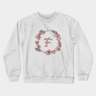 Letter F Rose Pink Initial Monogram - Letter f Crewneck Sweatshirt